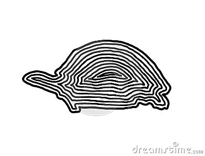 A turtle illustration icon in black offset line. Fingerprint sty Vector Illustration