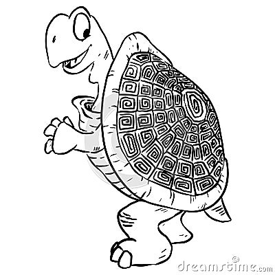 Turtle image. Cartoon illustration of a cute tortoise turtle. Comic style pet doodle Vector Illustration