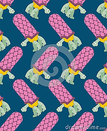 Turtle pattern seamless. Amphibian background. Childrens cloth texture. Animal Ornament Vector Illustration