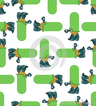 Turtle pattern seamless. Amphibian background. Childrens cloth texture. Animal Ornament Vector Illustration