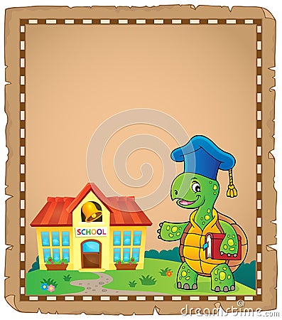 Turtle teacher theme parchment 1 Vector Illustration