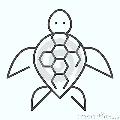 Turtle thin line icon. Ocean or sea kareta tortoise illustration isolated on white. Marine turtle-shell animal outline Vector Illustration