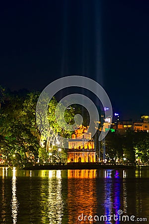 Turtle Tower at Hoan Kiem Lake in Hanoi Editorial Stock Photo