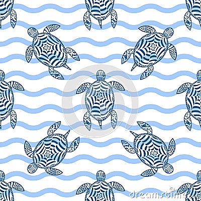 Turtles pattern Vector Illustration