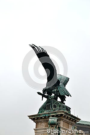 turul bird statue in Royal Castle in Budapest Stock Photo