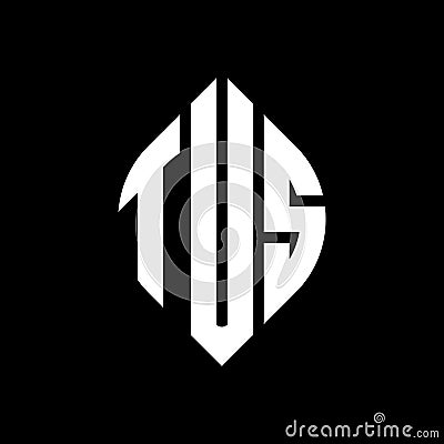 TUS circle letter logo design with circle and ellipse shape. TUS ellipse letters with typographic style. The three initials form a Vector Illustration