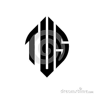 TUS circle letter logo design with circle and ellipse shape. TUS ellipse letters with typographic style. The three initials form a Vector Illustration