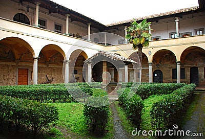 Tuscan Church Courtyard Stock Photo