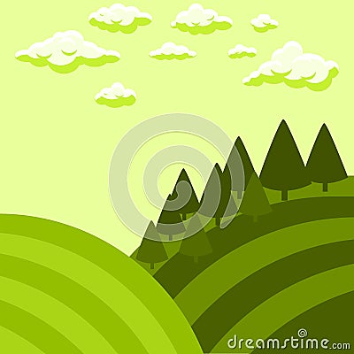 Tuscan fields vector landscape illustration. Vector Illustration