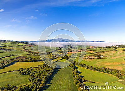 Tuscany aerial panorama at morning Stock Photo