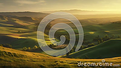 Tuscany hills landscape at sunset. Italy. 3d render Stock Photo