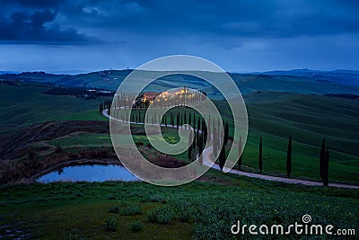 Tuscany landscape at night Stock Photo