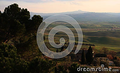 Tuscany landscape in the sunset Stock Photo