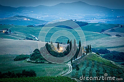 Tuscany after sunset, Italy Stock Photo