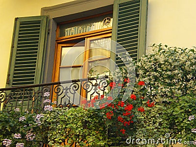 Tuscany window with shutters Stock Photo
