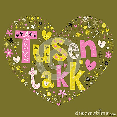 Tusen takk thank you very much - many thanks Norwegian Vector Illustration