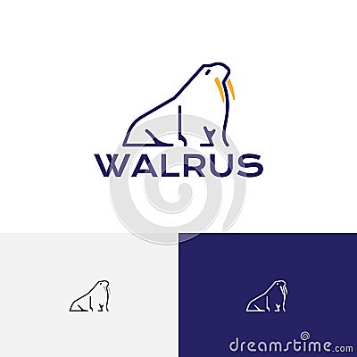 Tusk Walrus Animal Pole Wildlife Line Abstract Logo Vector Illustration