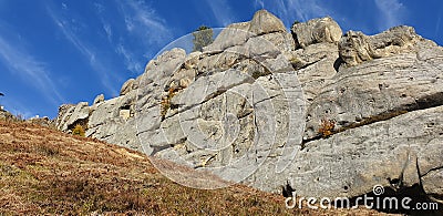 Tustan mountain castle rocks sky Stock Photo