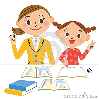 Tutor and child Vector Illustration