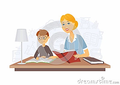 Tutor - modern vector cartoon people characters illustration Vector Illustration