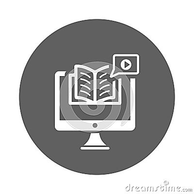 Tutorial, elearning, multimedia, ebook, video icon. Gray vector sketch Stock Photo