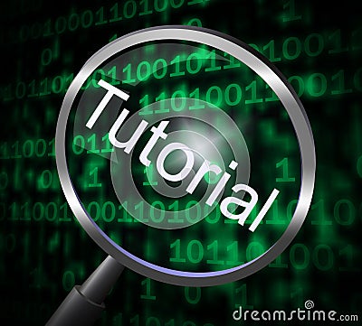 Tutorial Magnifier Represents Online Tutorials And Development Stock Photo