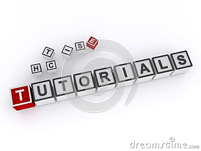 tutorials word block on white Stock Photo