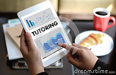 TUTORING and his online education , Learning Education Teacher , Stock Photo
