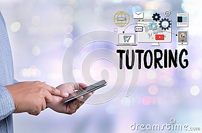 TUTORING , Tutor and his online education , Teaching Tutoring Stock Photo