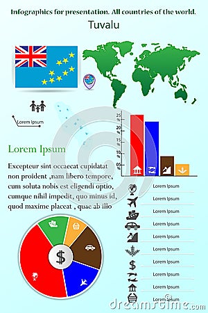 Tuvalu. Infographics for presentation. All countries of the world Stock Photo