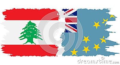 Tuvalu and Lebanon grunge flags connection vector Vector Illustration