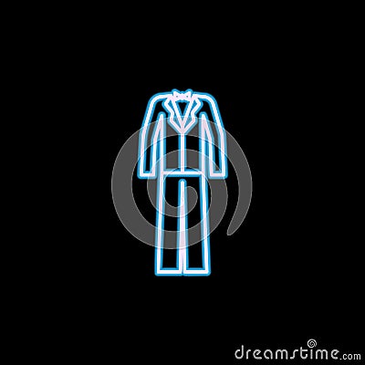 tuxedo of the groom icon in neon style. One of wedding collection icon can be used for UI, UX Stock Photo