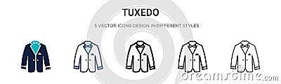 Tuxedo icon in filled, thin line, outline and stroke style. Vector illustration of two colored and black tuxedo vector icons Vector Illustration