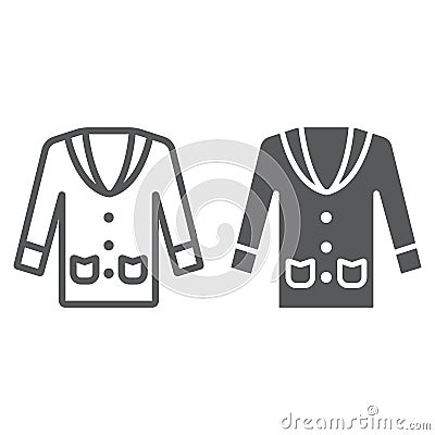 Tuxedo line and glyph icon, clothes and man, suit sign, vector graphics, a linear pattern on a white background. Vector Illustration