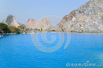 Tuyet Tinh Coc lake , Natural color Blue lake at Trai Son mountain, Hai phong, Vietnam Stock Photo