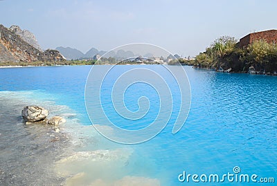 Tuyet Tinh Coc lake , Natural color Blue lake at Trai Son mountain, Haiphong, Vietnam Stock Photo