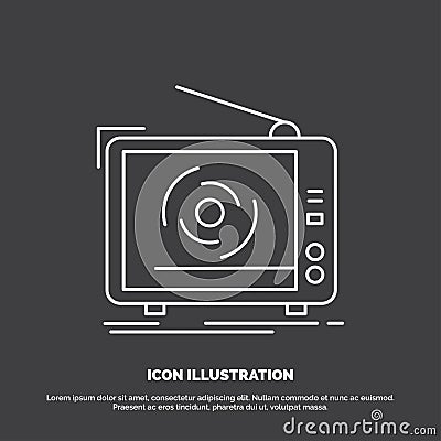 tv, ad, advertising, television, set Icon. Line vector symbol for UI and UX, website or mobile application Vector Illustration