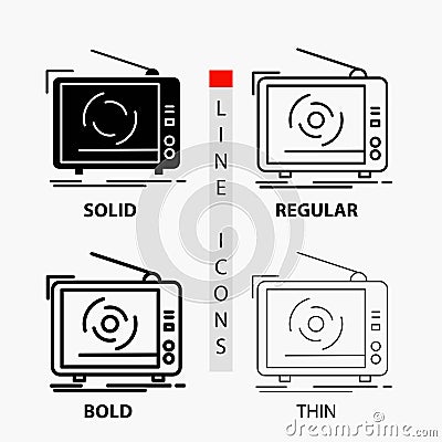 tv, ad, advertising, television, set Icon in Thin, Regular, Bold Line and Glyph Style. Vector illustration Vector Illustration