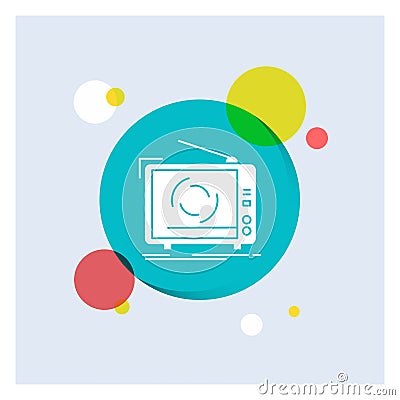 tv, ad, advertising, television, set White Glyph Icon colorful Circle Background Vector Illustration