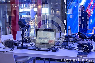 TV broadcast of the event from the TV Studio. Editorial Stock Photo