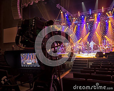 TV broadcast of the event from the theater Stock Photo