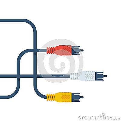 TV cable. Audio-video plugs analog cable. Vector illustration flat design. Vector Illustration