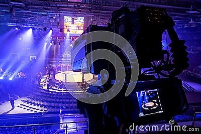 Tv camera in competitions in mixed martial arts. Stock Photo