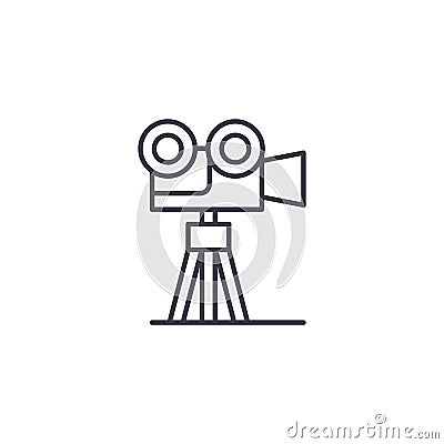 TV camera linear icon concept. TV camera line vector sign, symbol, illustration. Vector Illustration