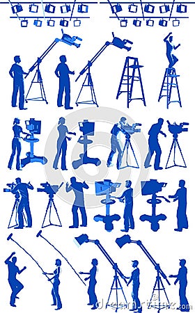 TV Channel Studio Crew Vector Illustration