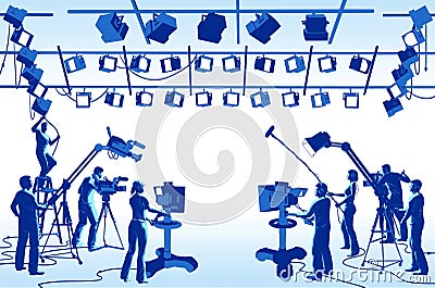 TV Channel Studio Crew Vector Illustration