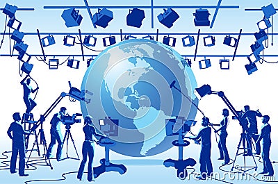 TV Channel Studio Crew Vector Illustration