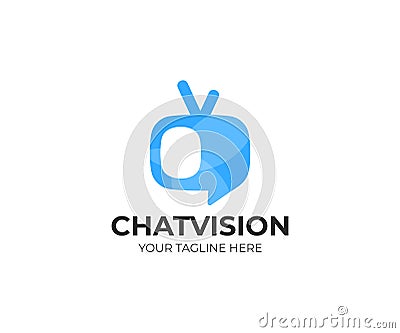 TV chat logo template. Television vector design Vector Illustration