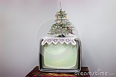 TV, Christmas tree Stock Photo