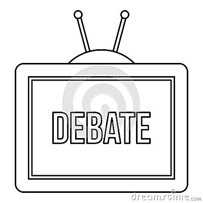 TV Debate icon, outline style Vector Illustration